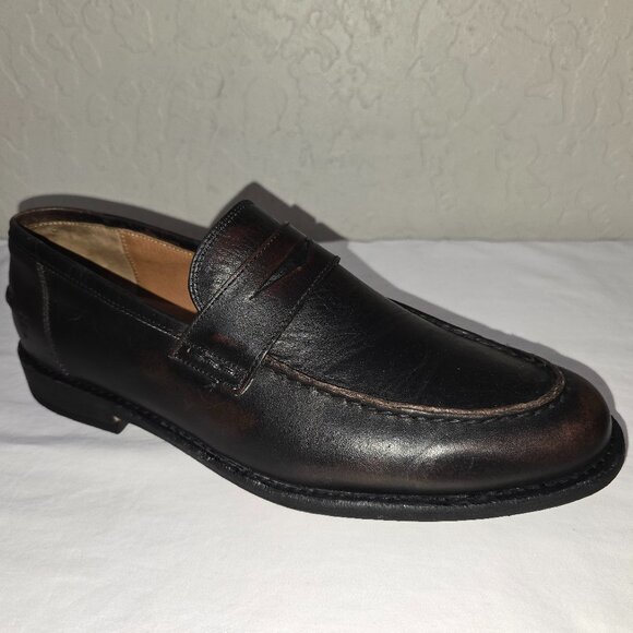 Frye Tyler Men\'s Burnished Black Leather Penny Loafers FR40433 Size 9.5 D main image 8